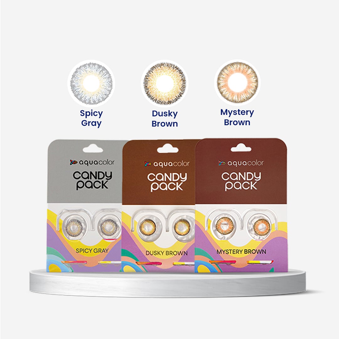 Aquacolor Zero Power Daily Disposable Combo spicy gray ,dusky brown & mystery brown