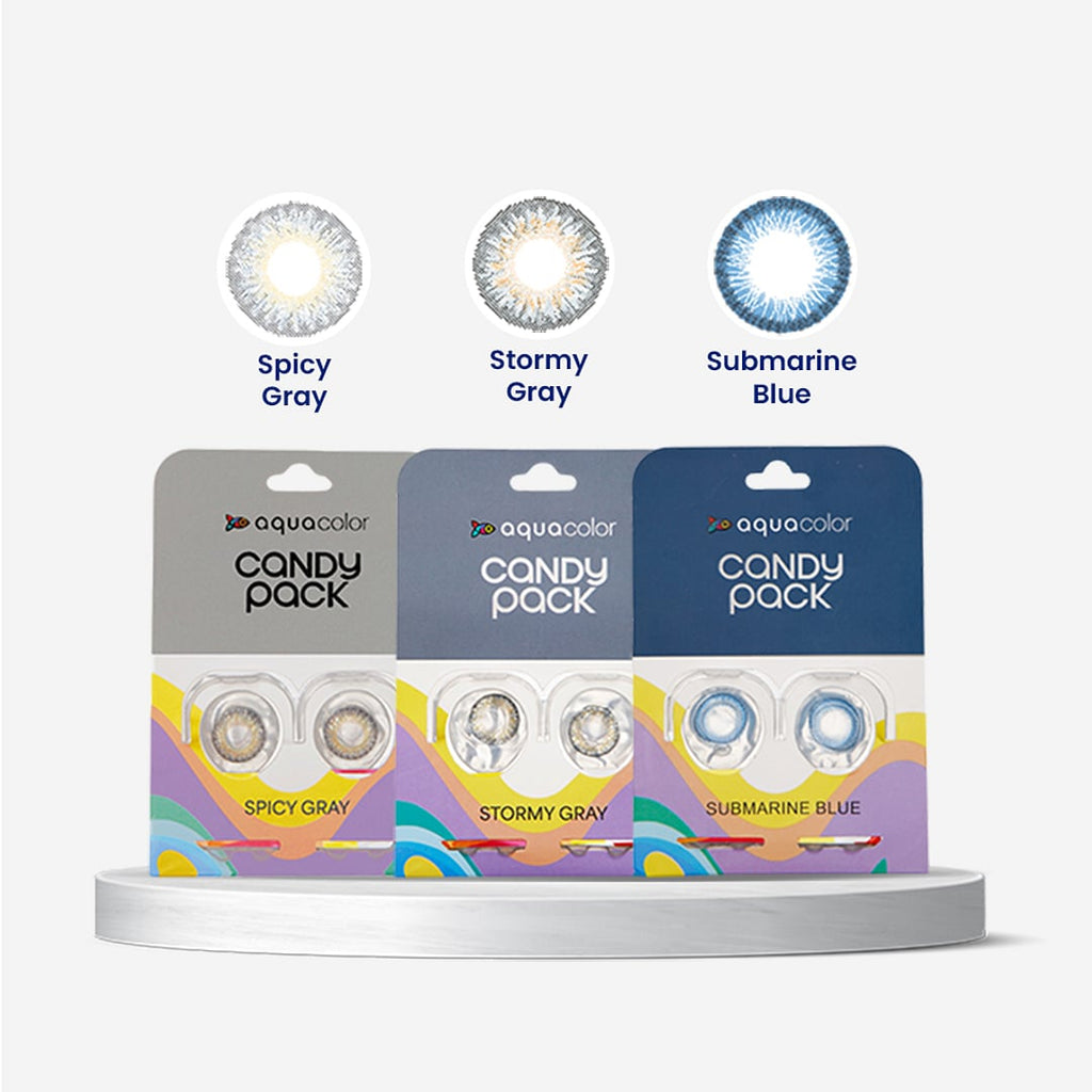 Aquacolor Zero Power Daily Disposable Combo spicy gray ,stormy gray & submarine blue